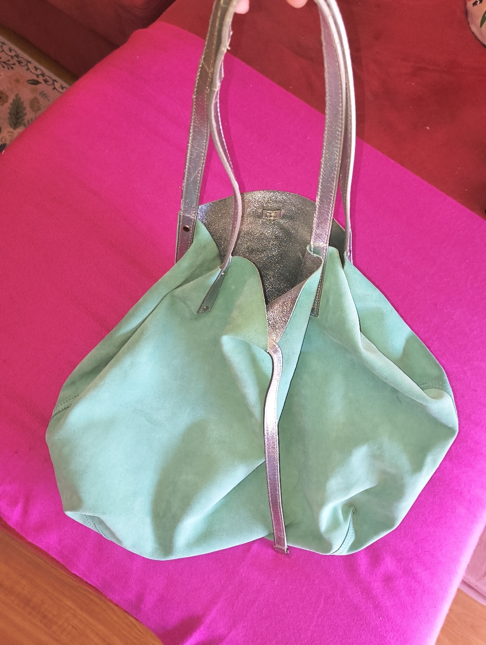Tiffany & Company Large 23" X 15" Leather Suede Reversible Bag Silver *As Is*